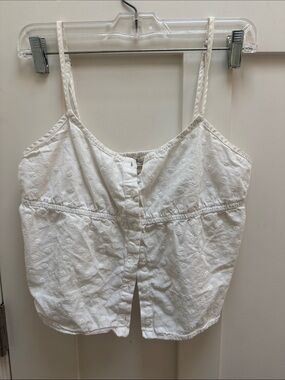 Brandy Melville White Floral Button Front Tank